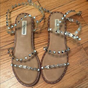 Steve Madden Tan Sandals with Rhinestone Straps
